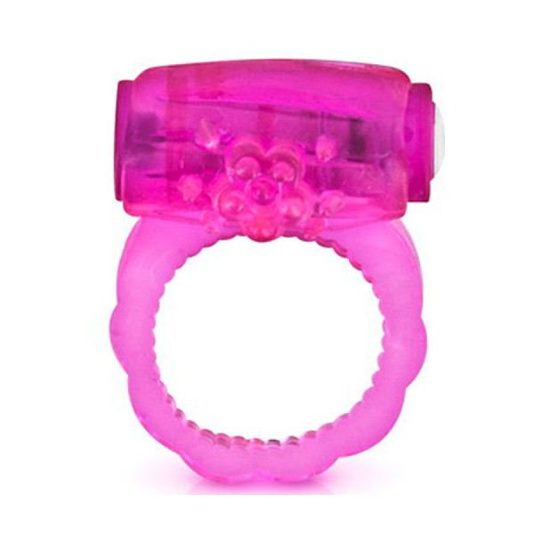 Cockring rose vibrant avec stimulation du clitoris 
